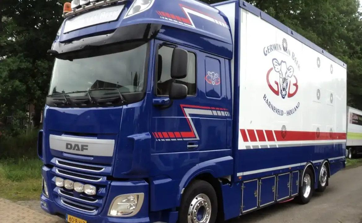 DAF XF 510 pk 3 lagen bak met hefdak VOOR Veevervoer